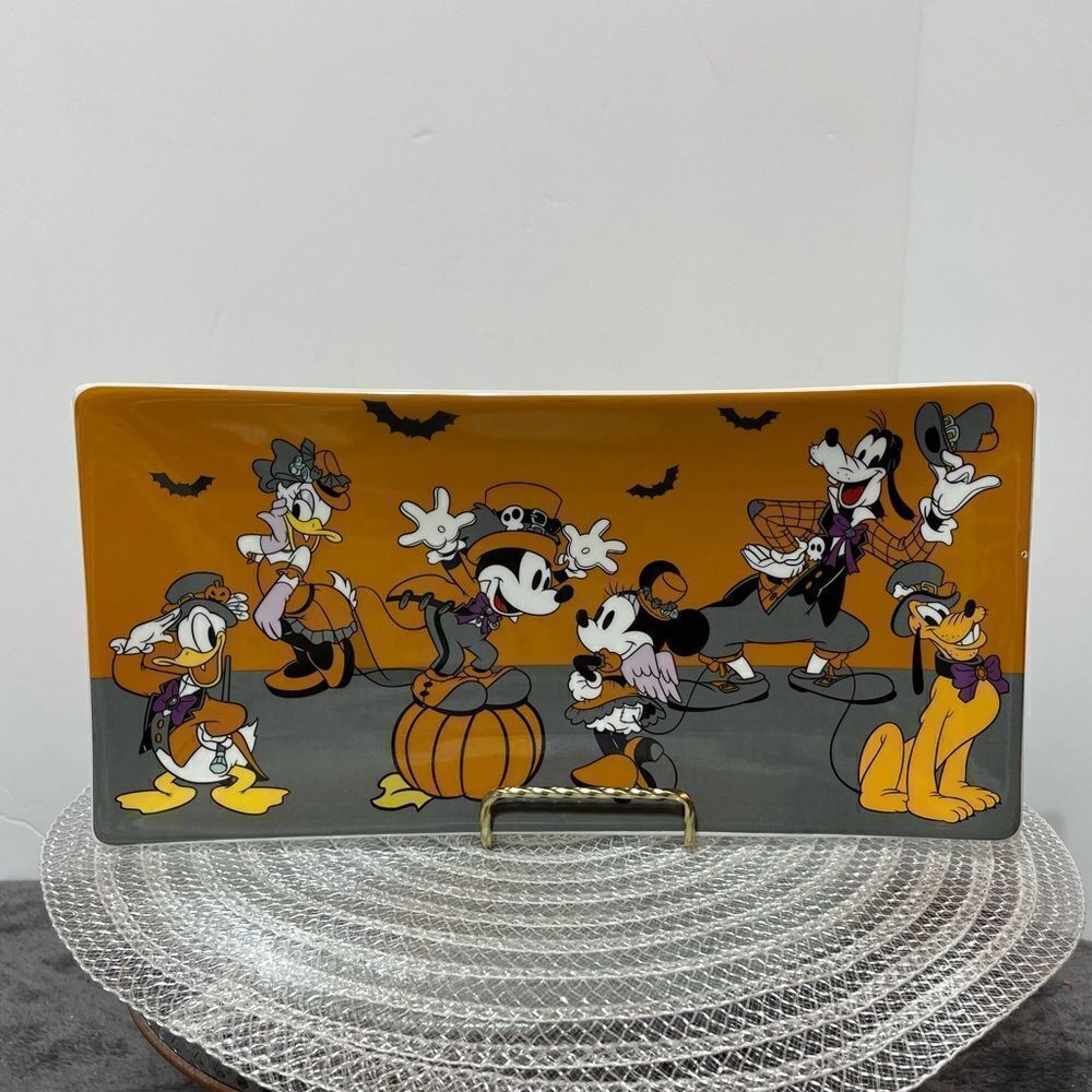 Disney Mickey Mouse and Friends Halloween Ceramic Rectangular Tray NWT